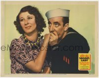 2d561 SAILOR'S LADY LC '40 great close up of Navy sailor Wally Vernon kissing Joan Davis' hand!