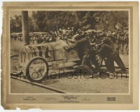 2d614 SPEED MANIAC LC '19 great image of guys pushing Tom Mix's race car over the train tracks!
