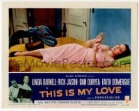 2d659 THIS IS MY LOVE LC #4 '54 full-length sexy Linda Darnell sprawled out on bed!