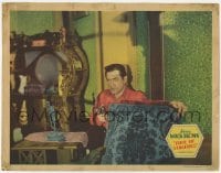2d683 TRAIL OF VENGEANCE LC '37 close up of bandaged Johnny Mack Brown pointing gun behind chair!