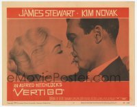 2d710 VERTIGO LC #2 '58 Alfred Hitchcock, super c/u of James Stewart kissing blonde Kim Novak!