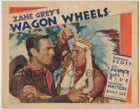 2d718 WAGON WHEELS LC '34 Randolph Scott & Indian chief Monte Blue in death struggle, Zane Grey!