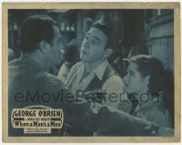 2d738 WHEN A MAN'S A MAN LC R30s George O'Brien stares at man giving whiskey to Dorothy Wilson!