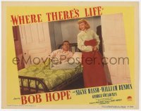 2d741 WHERE THERE'S LIFE LC #5 '47 Signe Hasso laughing at Bob Hope in pajamas on bed!