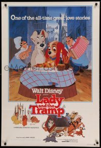 2f038 LADY & THE TRAMP Aust 1sh R80 Walt Disney classic cartoon, best spaghetti scene image!