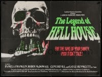 2f673 LEGEND OF HELL HOUSE British quad '73 great skull & haunted house dripping with blood art!
