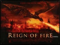 2f695 REIGN OF FIRE DS British quad '02 Christian Bale & Matthew McConaughey battle dragons!