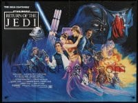 2f697 RETURN OF THE JEDI British quad '83 George Lucas classic, different art by Kirby, 30x40 size