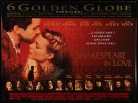 2f702 SHAKESPEARE IN LOVE awards DS British quad '98 close up of Gwyneth Paltrow & Joseph Fiennes!