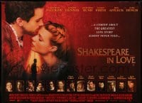 2f701 SHAKESPEARE IN LOVE British quad '98 Gwyneth Paltrow & Joseph Fiennes over red background!