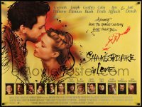 2f703 SHAKESPEARE IN LOVE DS British quad '98 Gwyneth Paltrow & Fiennes over yellow background!