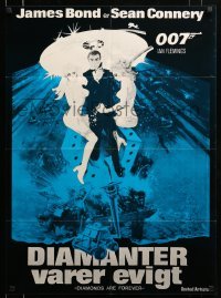 2f275 DIAMONDS ARE FOREVER Danish R70s art of Sean Connery as James Bond 007 by Robert McGinnis!