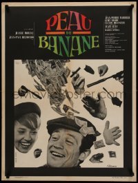 2f734 BANANA PEEL French 24x31 '63 Jeanne Moreau, Jean-Paul Belmondo, money rain by Ferracci!