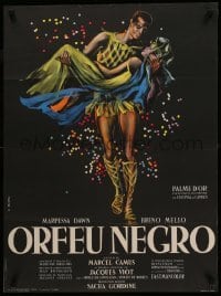 2f740 BLACK ORPHEUS French 23x31 '59 Marcel Camus' Orfeu Negro, best art by Georges Allard!