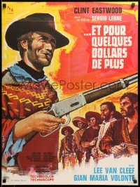 2f763 FOR A FEW DOLLARS MORE French 23x31 '66 Sergio Leone, cool Tealdi artwork of Clint Eastwood!