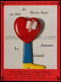 2f768 GREAT LOVE French 23x31 '69 Pierre Etaix's Le Grand Amour, bandaged heart!