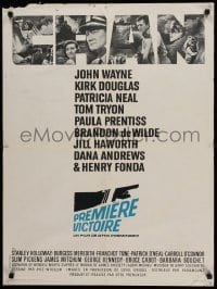 2f772 IN HARM'S WAY French 24x32 '65 John Wayne, Kirk Douglas, Otto Preminger, Saul Bass title art