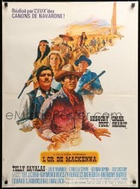 2f790 MacKENNA'S GOLD French 23x31 '69 art of Gregory Peck, Sharif, Savalas & Newmar by Terpning!