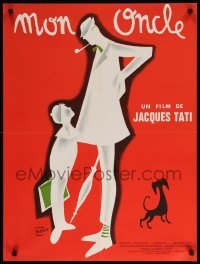 2f796 MON ONCLE French 23x31 R70s Jacques Tati as My Uncle, Mr. Hulot, d'apres Etaix art!