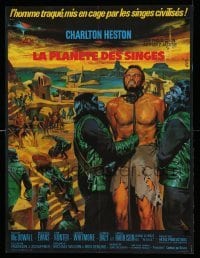 2f816 PLANET OF THE APES French 23x30 R70s art of enslaved Charlton Heston by Jean Mascii!