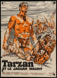 2f833 TARZAN & THE GREAT RIVER French 23x31 '68 art of Mike Henry in title role w/sexy Diana Millay!
