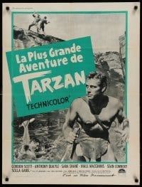 2f834 TARZAN'S GREATEST ADVENTURE French 24x31 '59 cool different montage of Gordon Scott!
