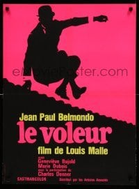 2f839 THIEF OF PARIS French 23x31 R70s Louis Malle, cool silhouette art of Jean-Paul Belmondo!