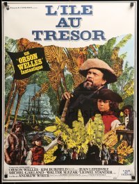 2f844 TREASURE ISLAND French 23x30 '72 great image of Orson Welles as pirate Long John Silver!