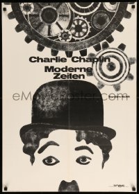 2f202 MODERN TIMES German R70s great artwork of Charlie Chaplin under giant gears!