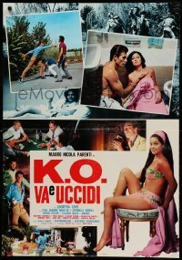 2f122 K.O. VA E UCCIDI set of 2 Italian 26x38 pbustas '66 Mauro Nicola Parenti & sexy Lucretia Love