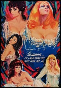 2f121 SEXY SUSAN SINS AGAIN Italian 27x38 pbusta '68 Pascale Petit, female cast, art by Avelli!