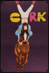 2f914 CYRK Polish 26x39 '70 wonderful artwork of girl on horse by Maciej Urbaniec!