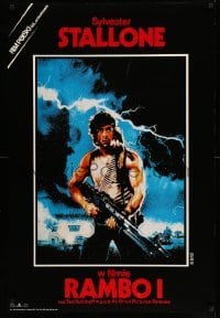 2f935 FIRST BLOOD Polish 26x38 '82 different art of Sylvester Stallone as John Rambo!