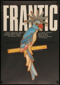 2f937 FRANTIC Polish 26x38 '88 Polanski, Jakub Erol art of bird with Statue of Liberty crown!