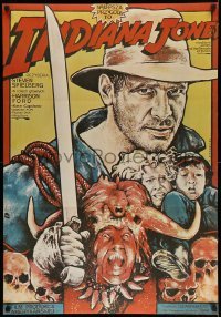 2f941 INDIANA JONES & THE TEMPLE OF DOOM Polish 26x37 '85 cool different art by Witold Dybowski!