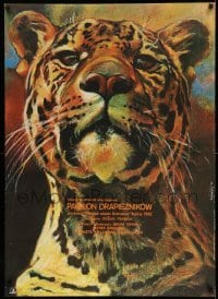 2f963 PAVILON SELIEM Polish 27x37 '84 Dusan Trancik, close-up art of leopard by Pawel Kaminski!