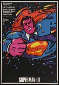 2f978 SUPERMAN III Polish 27x38 '85 different art of Christopher Reeve by Waldemar Swierzy!