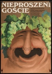2f901 WEDDING CRASHERS Polish 23x33 '77 Gorka artwork of laughing man wearing grape hat!