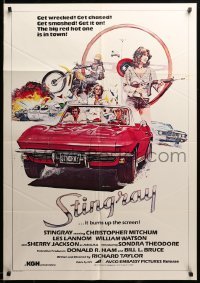 2f020 STINGRAY South African '78 cool art of Chevy Corvette car chase by John Solie!