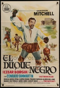 2f330 BLACK DUKE Spanish '64 cool artwork of Cameron Mitchell in the title role!