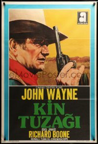 2f086 BIG JAKE Turkish '73 great different artwork of John Wayne with revolver!