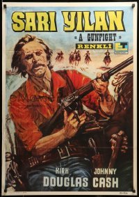 2f100 GUNFIGHT Turkish '73 people pay to see Kirk Douglas and Johnny Cash try to kill each other!