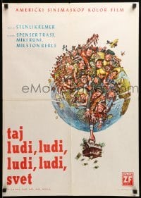 2f231 IT'S A MAD, MAD, MAD, MAD WORLD Yugoslavian 20x28 '64 art of cast on Earth by Jack Davis!
