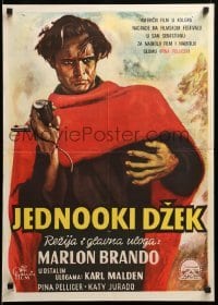 2f241 ONE EYED JACKS Yugoslavian 20x28 '61 different art of star & director Marlon Brando w/gun!
