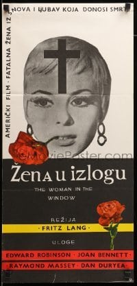 2f261 WOMAN IN THE WINDOW Yugoslavian 13x28 '60s Fritz Lang, different image of sexy Joan Bennett!
