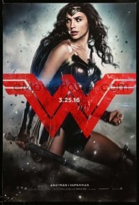 2g515 BATMAN V SUPERMAN teaser DS 1sh '16 great image of sexiest Gal Gadot as Wonder Woman!
