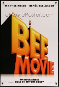 2g523 BEE MOVIE white teaser DS 1sh '07 Jerry Seinfeld, Renee Zellweger, cool different image