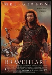 2g205 BRAVEHEART 27x40 video poster '95 cool image of Mel Gibson as William Wallace!