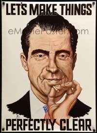 2g307 RICHARD NIXON 21x29 commercial poster '70 wacky art of the former President smoking a joint!