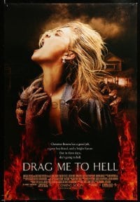 2g587 DRAG ME TO HELL advance DS 1sh '09 Sam Raimi horror, Lohman being dragged down into flames!